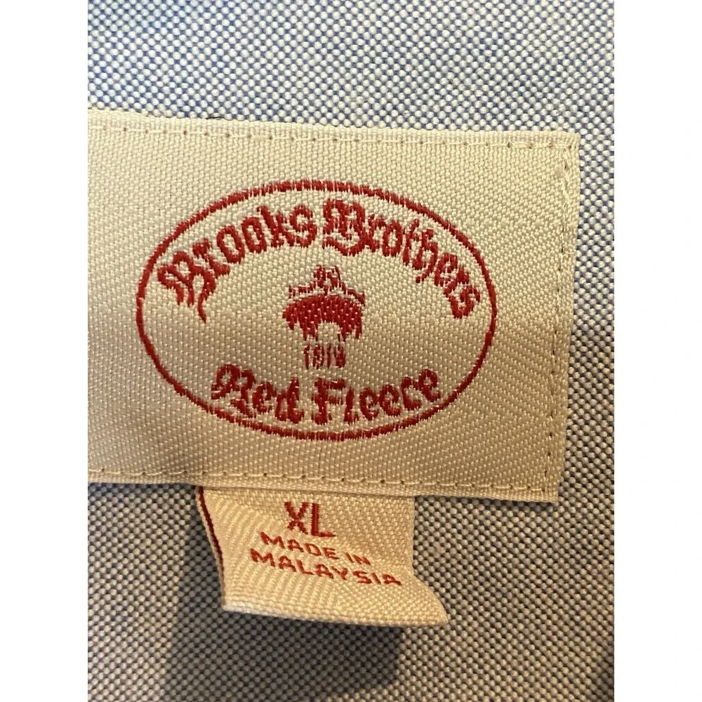Brooks Brothers Red Fleece Extra Large XL‎ Blue Cotton Button Down Striped Shirt
